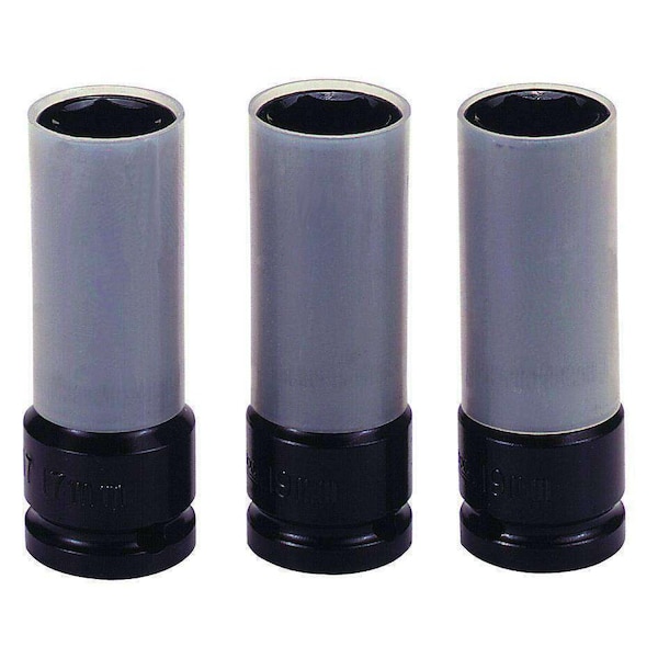 1/2" Drive 17, 19 & 21MM 6 Point Deep Metric Wheel Nut Impact Soc